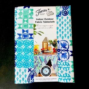 Fiesta Indoor Outdoor Mexican Tablecloth Tablecloth Blue Green Oblong